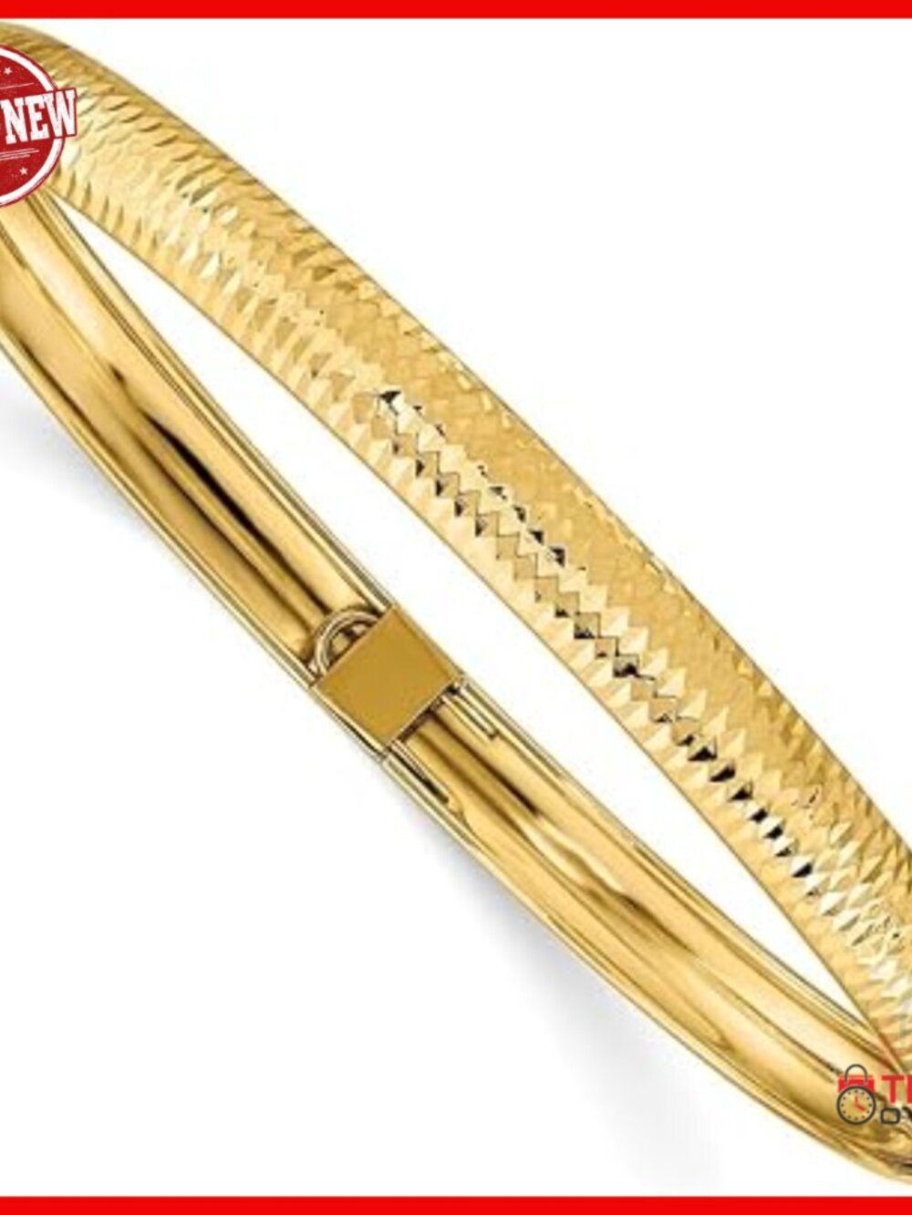 14K Yellow Gold Textured Flexible Bangle Bracelet 7.5" Women's Jewelry